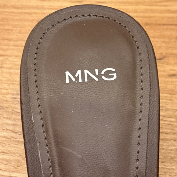 MANGO MNG Kitten-Heel Leather Sandal Brown Women Size 38 Slip On Formal Party - Picture 4 of 9